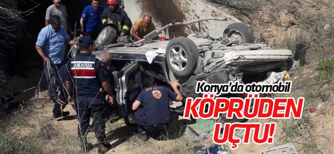Konya’da otomobil köprüden düştü: 6 yaralı