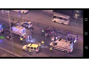 Takla atan araç polis otosuna çarparak durabildi