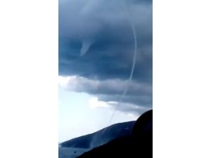 Denizde çıkan hortumu, kemençe dinleyerek izledi