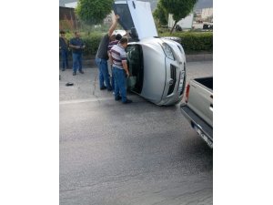 Otomobil takla attı, sürücü yaralı kurtuldu