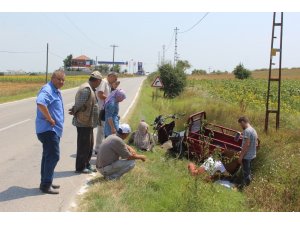 Elektrikli triportör devrildi: 2 yaralı