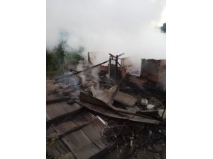 Yenice’de çıkan yangında ahşap ev ve ahır kül oldu