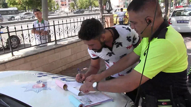 Konya'da drift yapan sürücüye 5 bin lira ceza