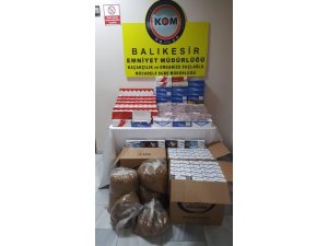 Balıkesir polisi 147 kilo tütün ve çok sayıda makoron yakaladı