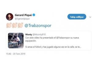 Pique, Trabzonspor’un paylaşımını beğendi