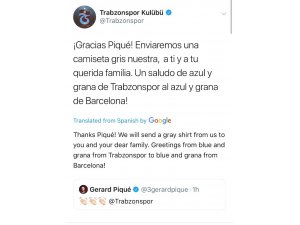 Trabzonspor’dan Pique’ye forma sözü