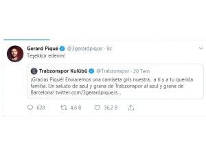 Gerard Pique, Trabzonspor’a teşekkür etti