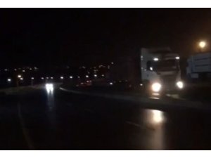 Ters şeritte giden tır, yürekleri ağızlara getirdi