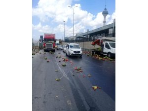 E-5’i karpuz tarlasına çeviren kaza