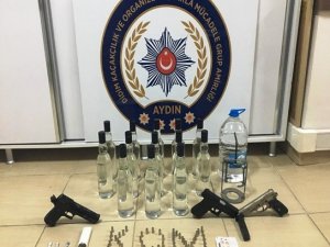 Didim’de kaçak içki ve uyuşturucu operasyonu