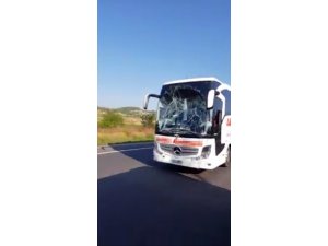 Camı kırık otobüsün tehlikeli yolculuğu