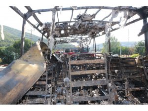 Balıkesir’de yanan otobüsün son hali