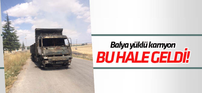 Konya'da balya yüklü kamyon yandı