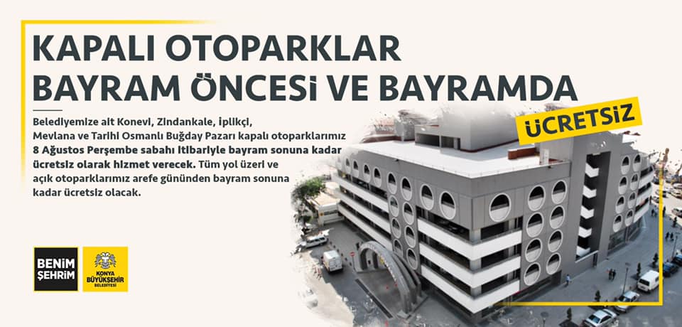 Konya'da belediye otoparkları ücretsiz