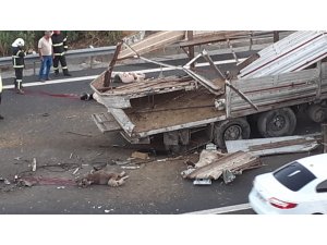 Kurbanlık yüklü tır kaza yaptı: 3 kişi yaralandı, çok sayıda hayvan telef oldu