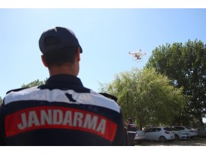 Jandarmadan dronlu trafik ve asayiş denetimi