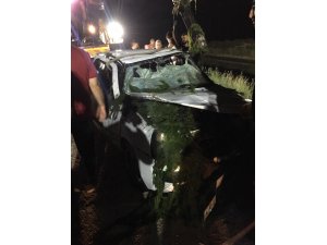 Osmaniye'de sulama kanalına araç düşmesi