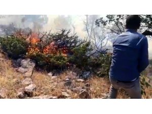 Örtü yangınında 1 hektarlık alan kül oldu