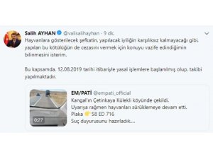İki köpeği traktör arkasına bağlayarak sürükledi