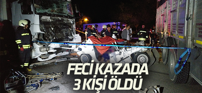 Kamyonun halatla çektiği otomobile tır çaptı: 3 ölü, 2 yaralı