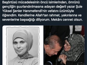 Cumhurbaşkanı Erdoğan'dan gazeteci yazar Şenler için başsağlığı mesajı