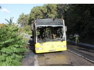 Beykoz’da İETT otobüsünün alev alev yandığı anlar kamerada