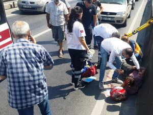 Beton mikseri ile çarpışan motosiklet sürücüsü yaralandı