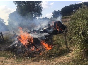 Çan’da saman balyaları yandı