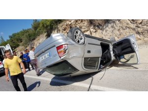 Takla atan otomobilin sürücüsü yaralandı