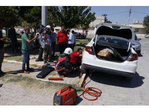 Gazetecilerin otomobiline kedi sıkıştı
