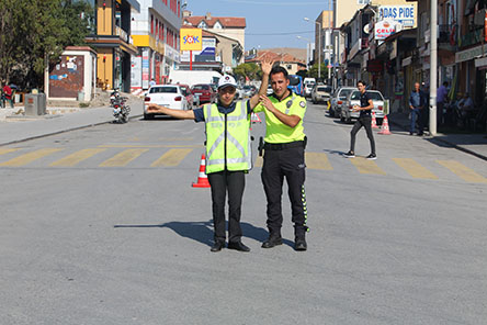 Yunak'ta engelli öğrenciler için trafik uygulaması