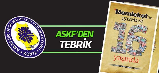 Konya ASKF'den Memleket'e tebrik