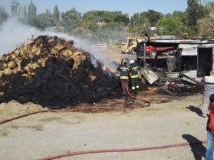 Seydişehir'de saman yangını