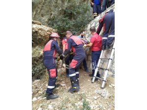 Kayalıklardan düşen şahsı itfaiye ekipleri kurtardı