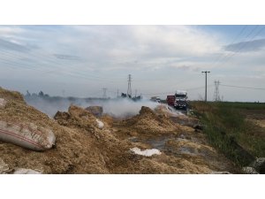 Saman yüklü kamyon yandı