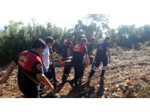 Devrilen traktörün altında kaldı