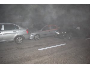 Tekirdağ’da kontrolden çıkan otomobil park halindeki araçlara çarptı