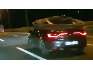 Otoyolda kazaya davetiye çıkartan görüntüler