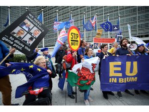 Brüksel'de Brexit karşıtı gösteri