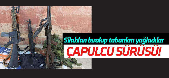 Tel Abyad'da YPG/PKK'lı çapulcu sürüsü silahlarını bırakarak kaçtı