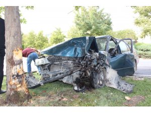 Elazığ’da otomobil ağaca çarptı: 1 yaralı