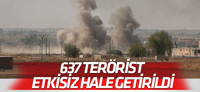 Barış Pınarı Harekatı’nda bugüne kadar 637 terörist etkisiz hale getirildi