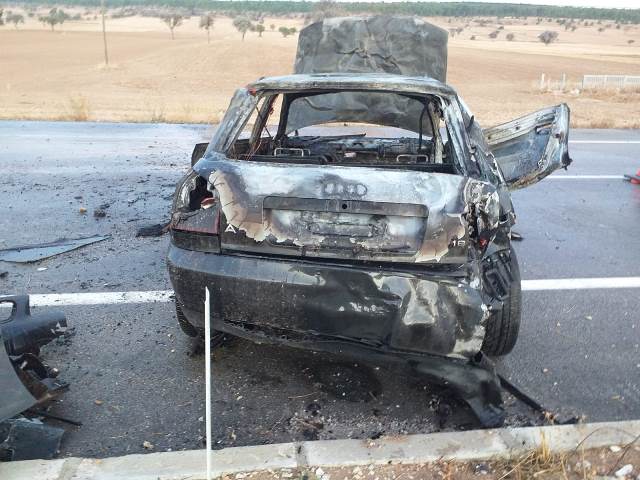 Beyşehir'de refüje çarpan otomobil yandı: 1 yaralı