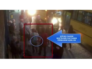 Otobüs durağında yankesicilik kamerada