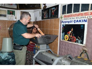 Genç halterci, ailesini gururlandırdı