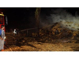 Çubuk'ta saman yangını