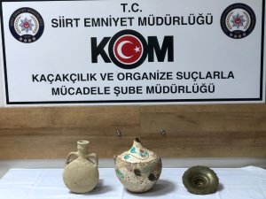 Siirt’te tarihi eser niteliği olan 3 obje ele geçirildi