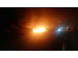 Kapıkule’de sıvı yakıt yüklü tanker alev alev yandı