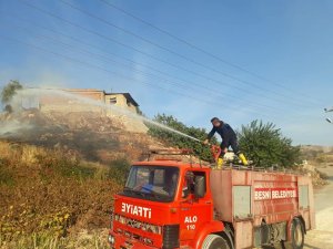 Bahçe yangını evlere sıçramadan söndürüldü