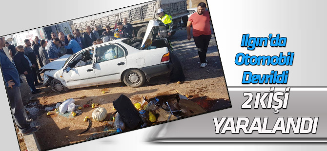 Ilgın'da otomobil devrildi: 2 yaralı